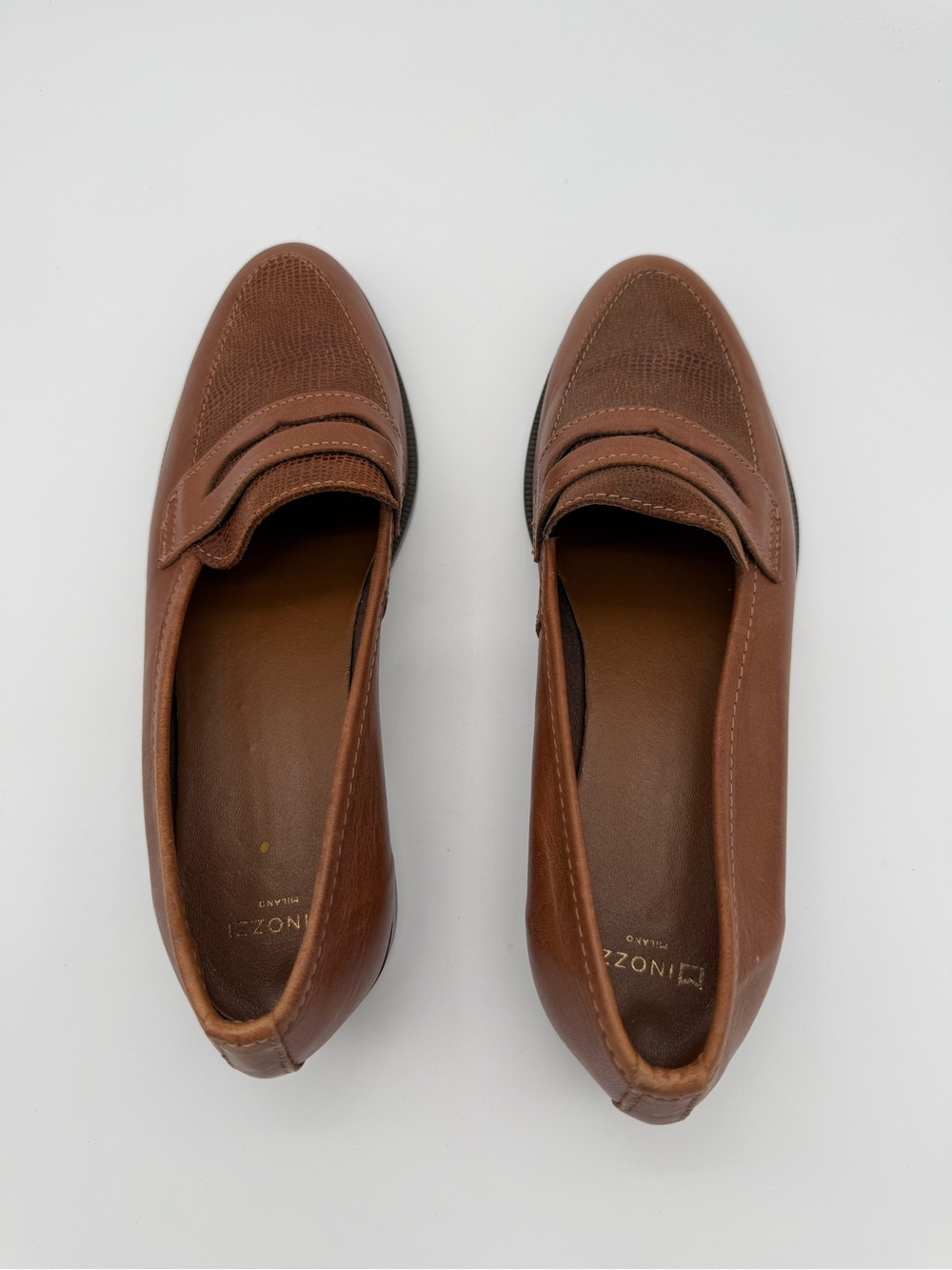 Inozzi Milano Brown Leather Penny Loafers EU 38 European Shoes